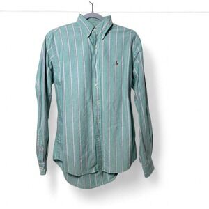 Polo Ralph Lauren green striped button up shirt Size M #preppy #classic